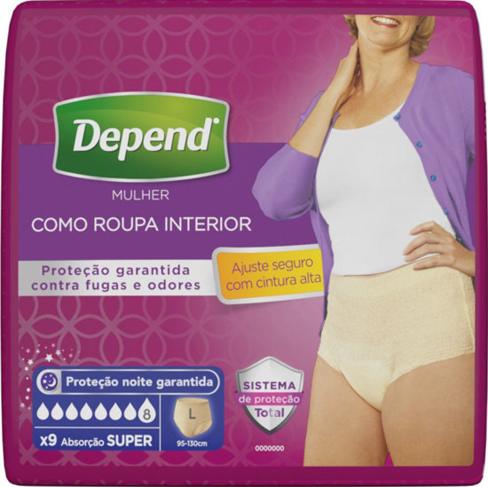 Picture of Cueca Depend Mulher Super L 9 Unidades -